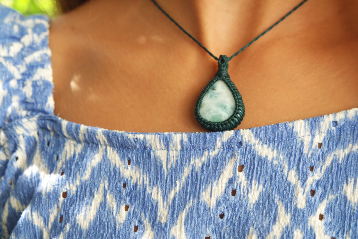 Larimar Makramee Kette ~ Zuversicht