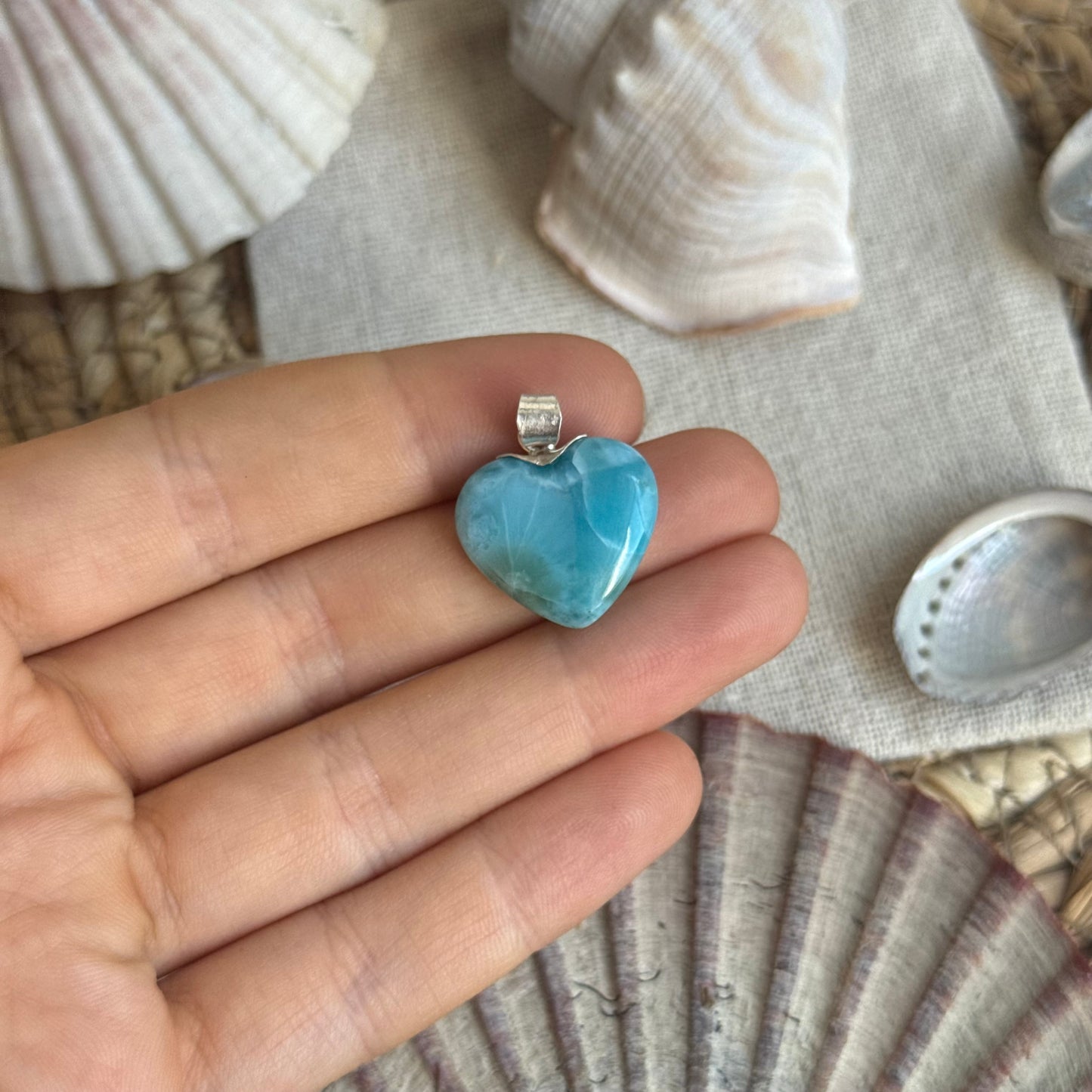 Larimar Herz Anhänger 925 silber ~ HG45