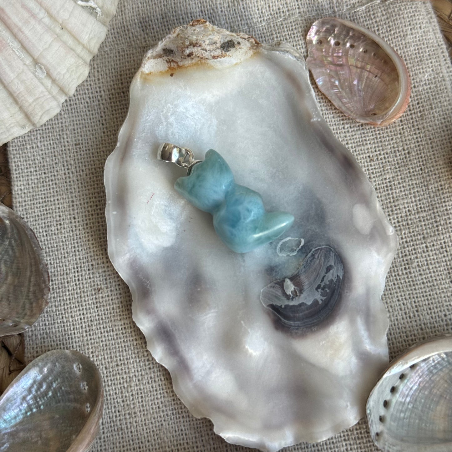 Larimar Katze  Anhänger 925 silber ~ BV60