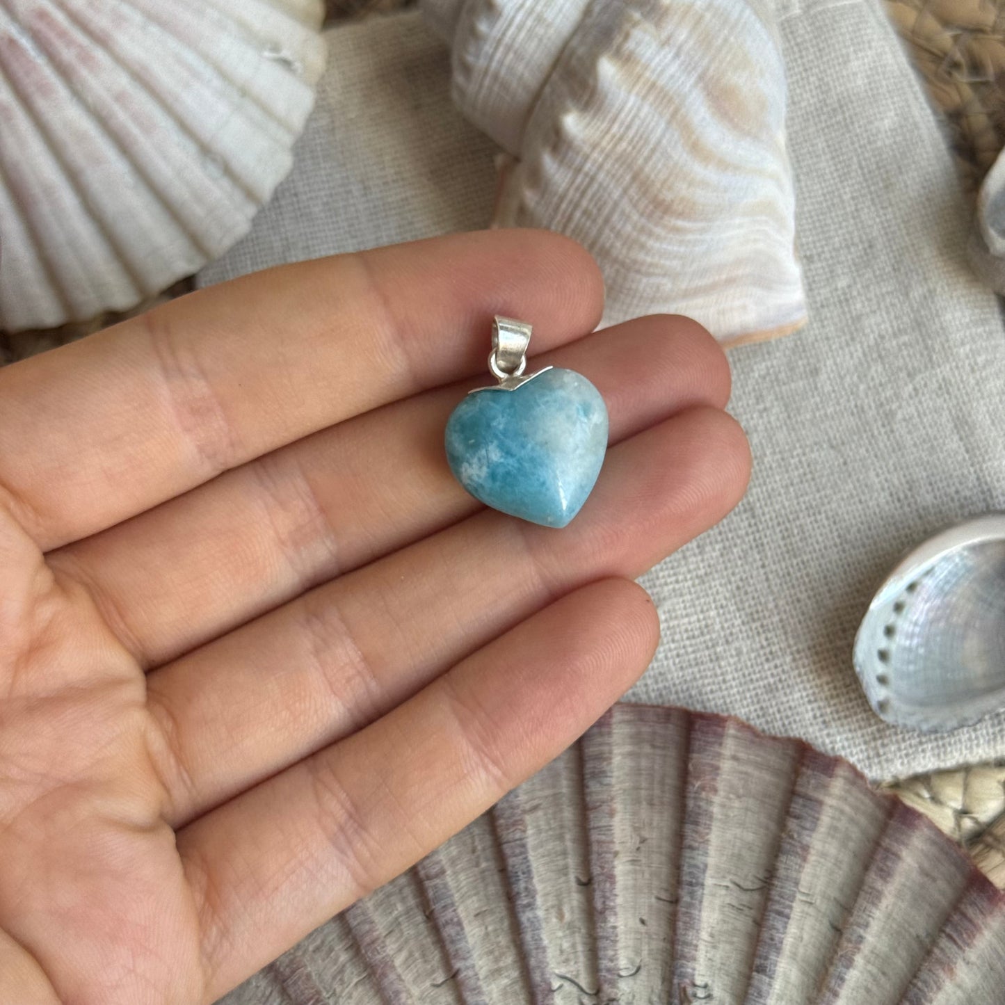 Larimar Herz Anhänger 925 silber ~ HQ40