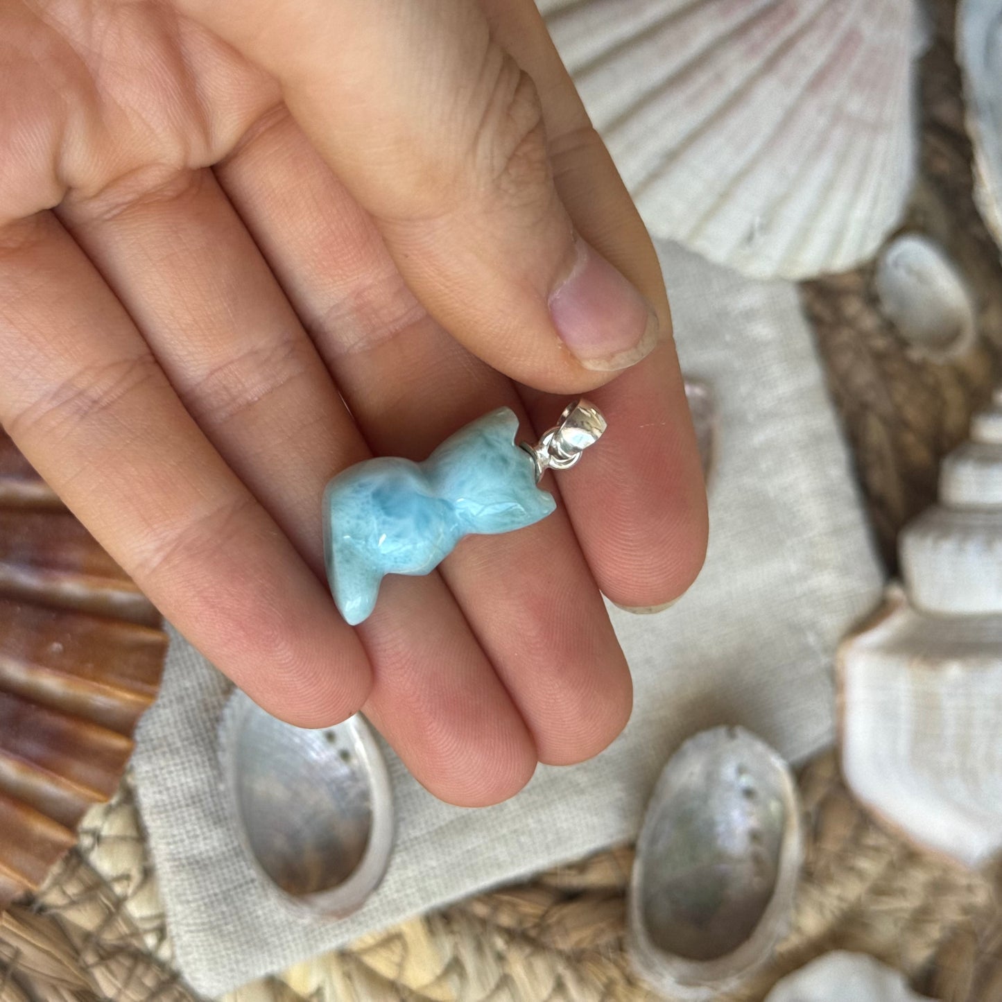 Larimar Katze  Anhänger 925 silber ~ BV60