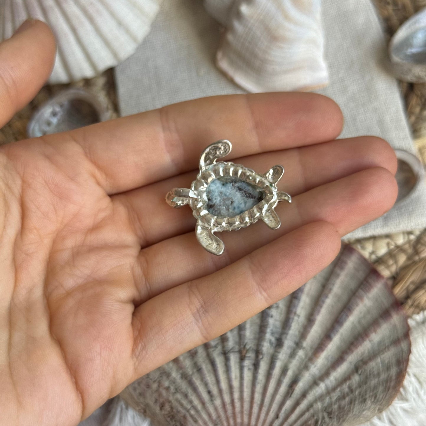 Larimar Schildkröte Anhänger 925 silber ~ BL115