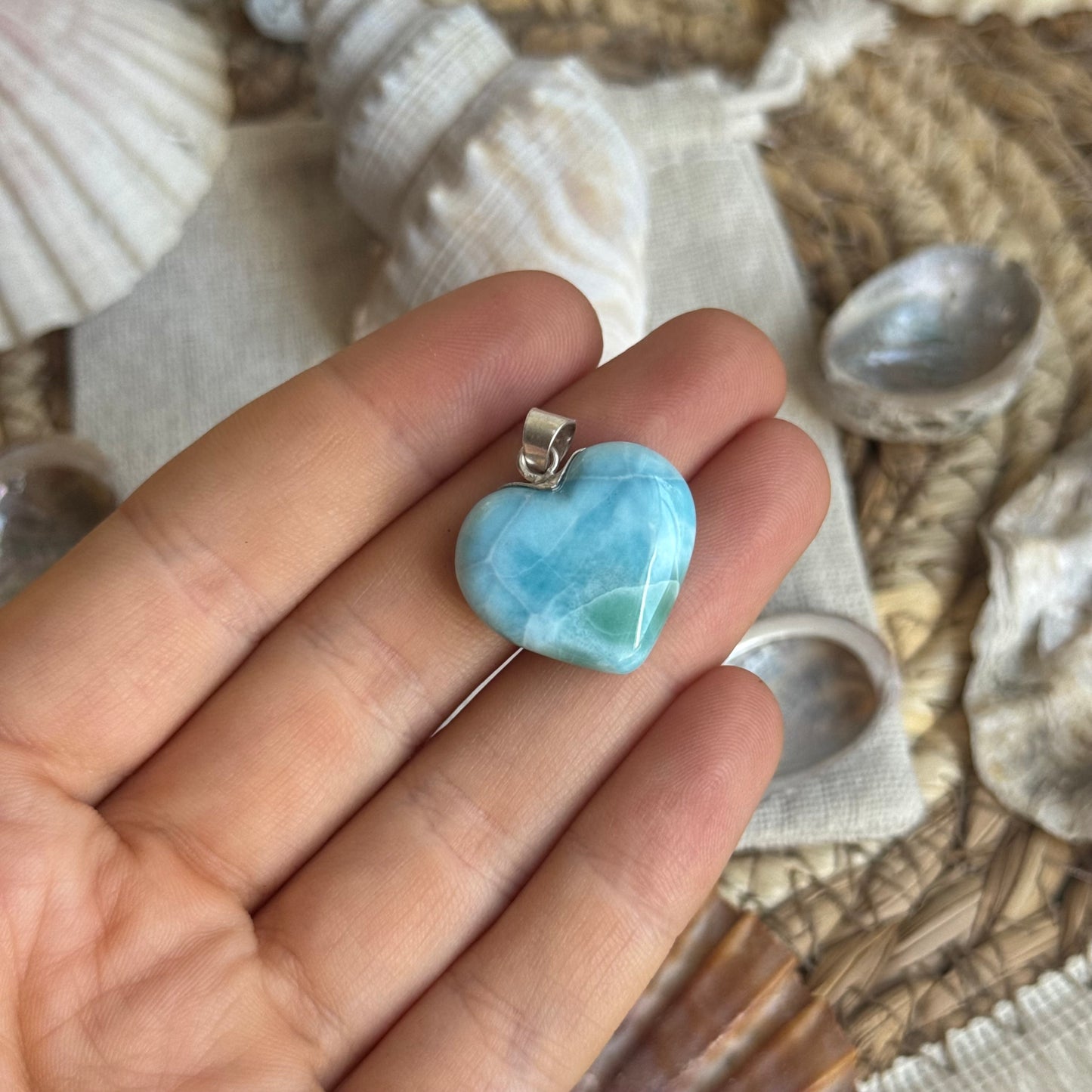 Larimar Herz Anhänger 925 silber ~ HB64