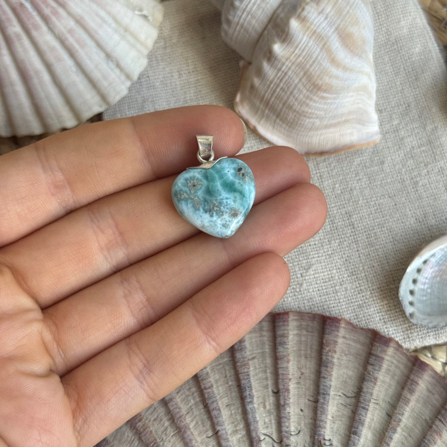 Larimar Herz Anhänger 925 silber ~ HS45