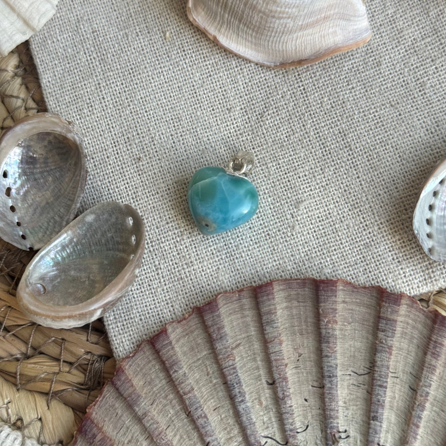 Larimar Herz Anhänger 925 silber ~ Hi41