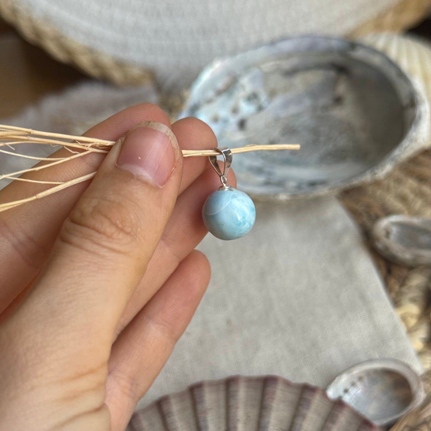 Larimar Kugel Anhänger 925 silber ~ VP39