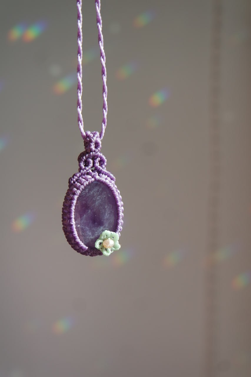 Amethyst Blumen Makramee Kette