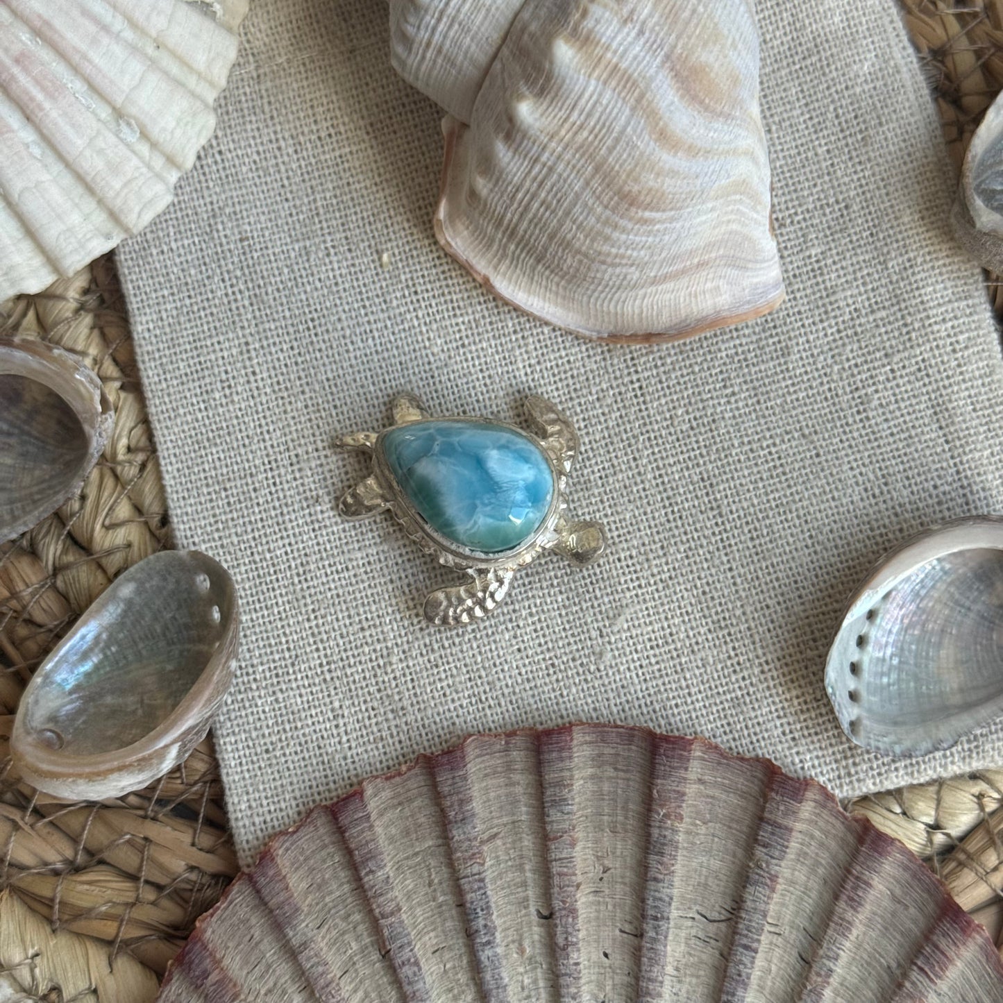 Larimar Schildkröte Anhänger 925 silber ~ BK115