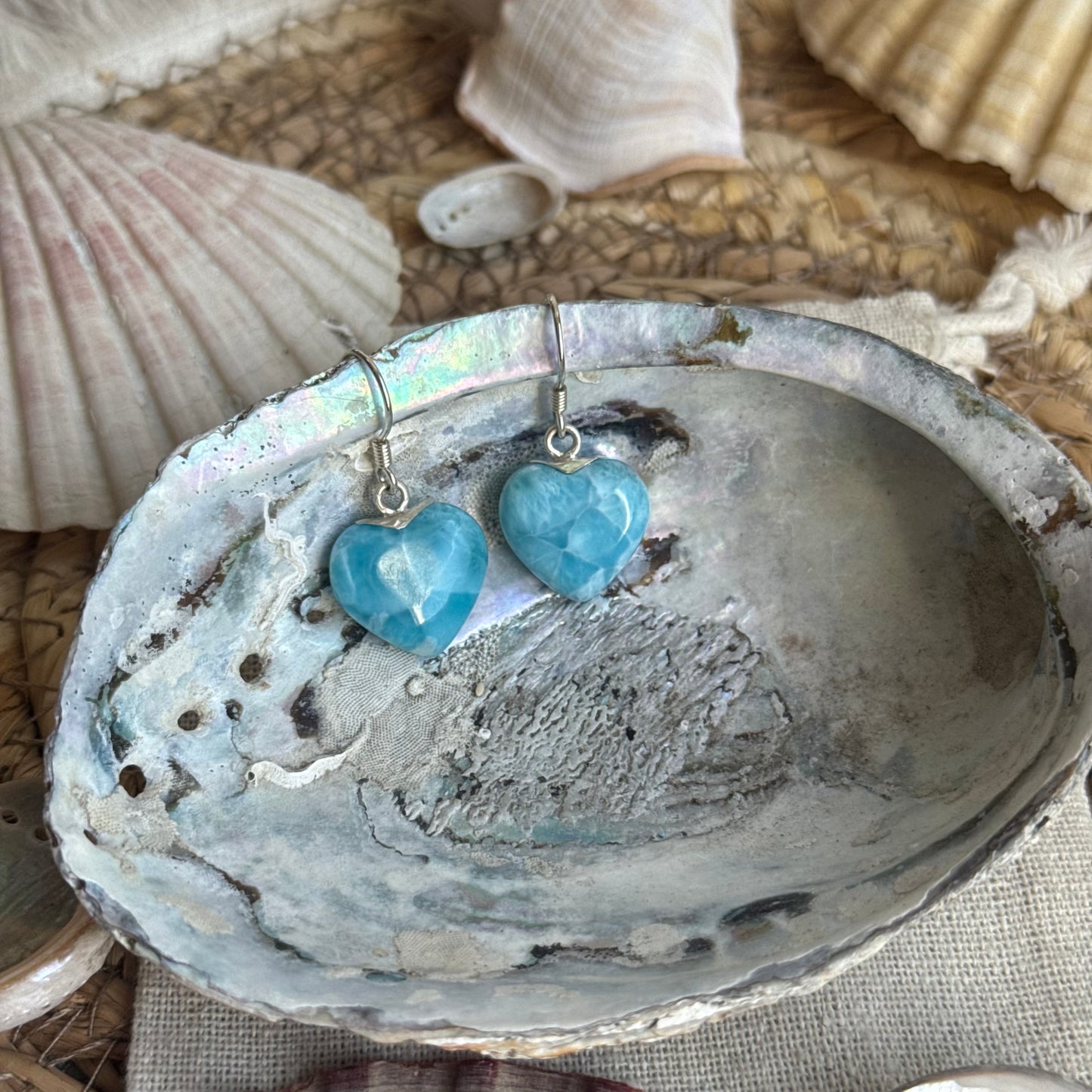 Larimar Herz Ohrringe ~ BQ111