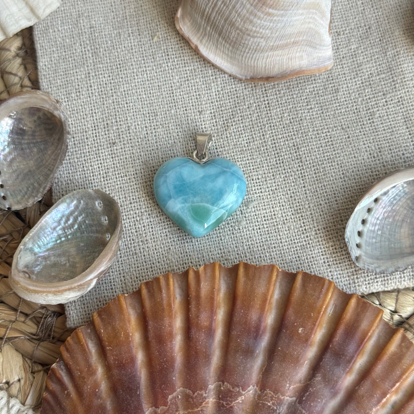Larimar Herz Anhänger 925 silber ~ HB64