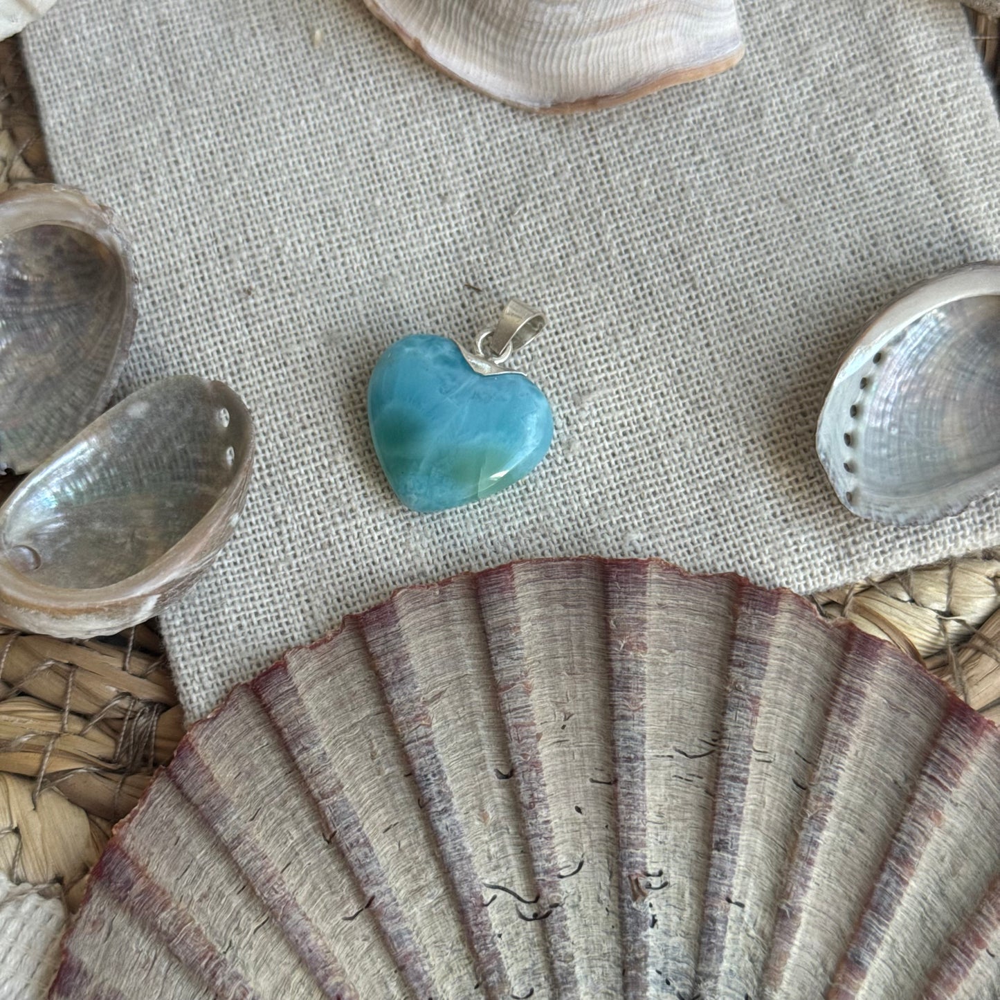 Larimar Herz Anhänger 925 silber ~ HG45