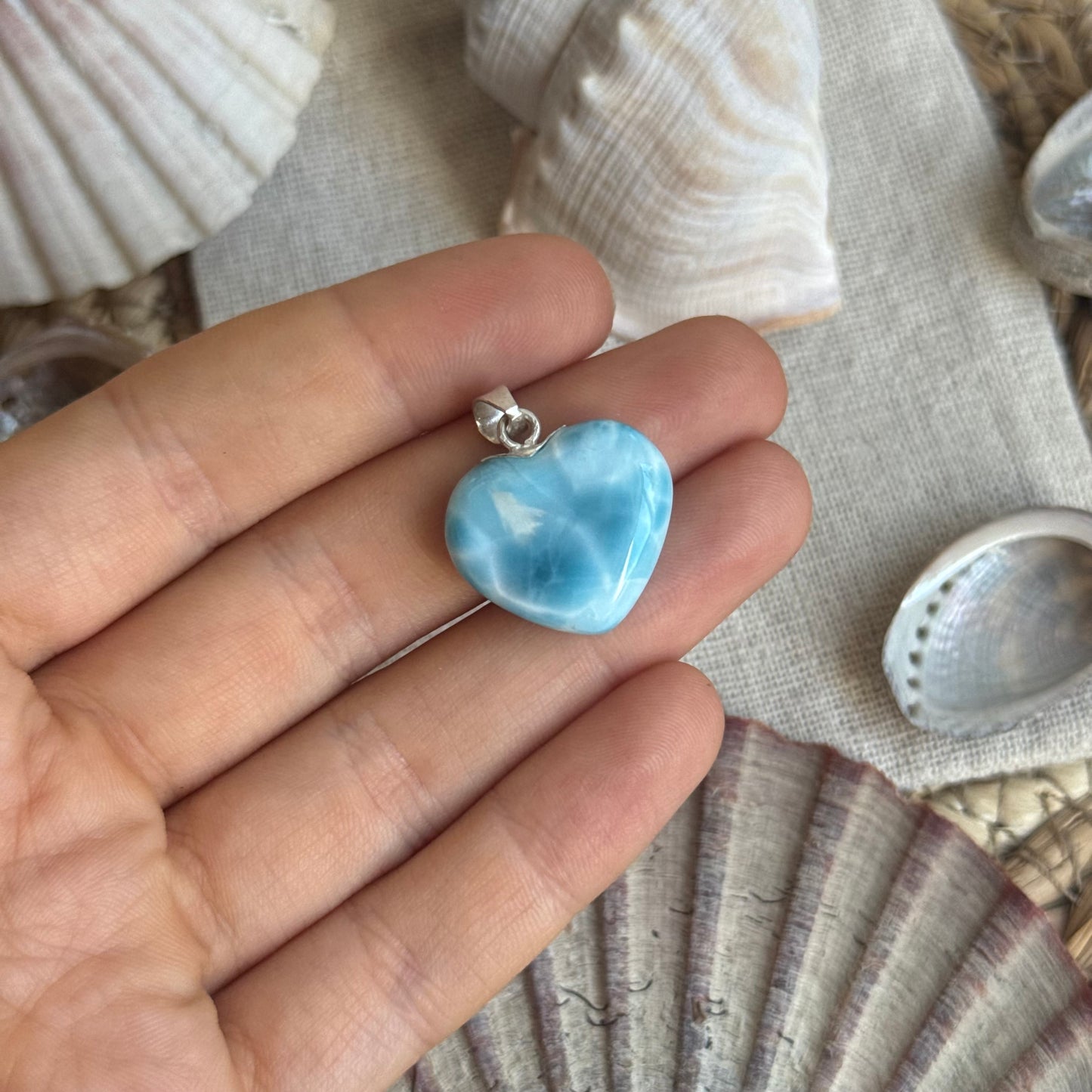 Larimar Herz Anhänger 925 silber ~ HO65