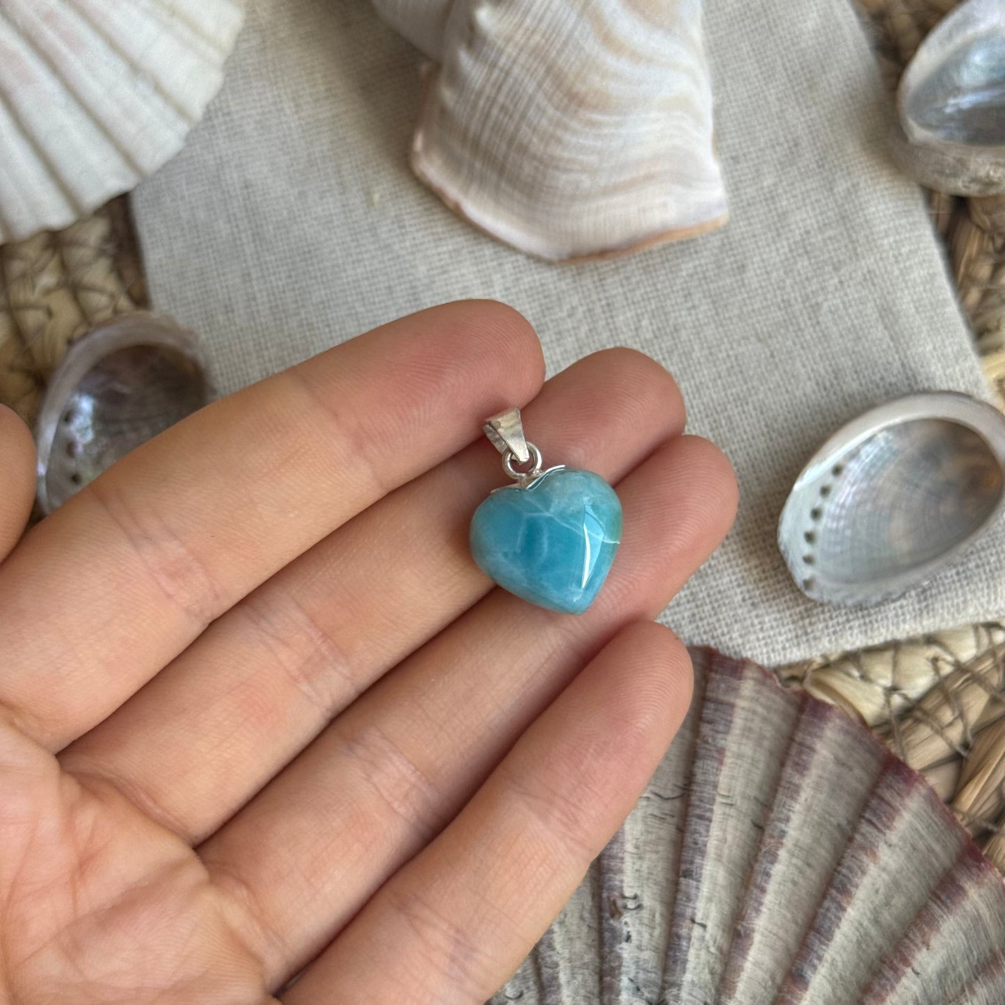 Larimar Herz Anhänger 925 silber ~ Hi41
