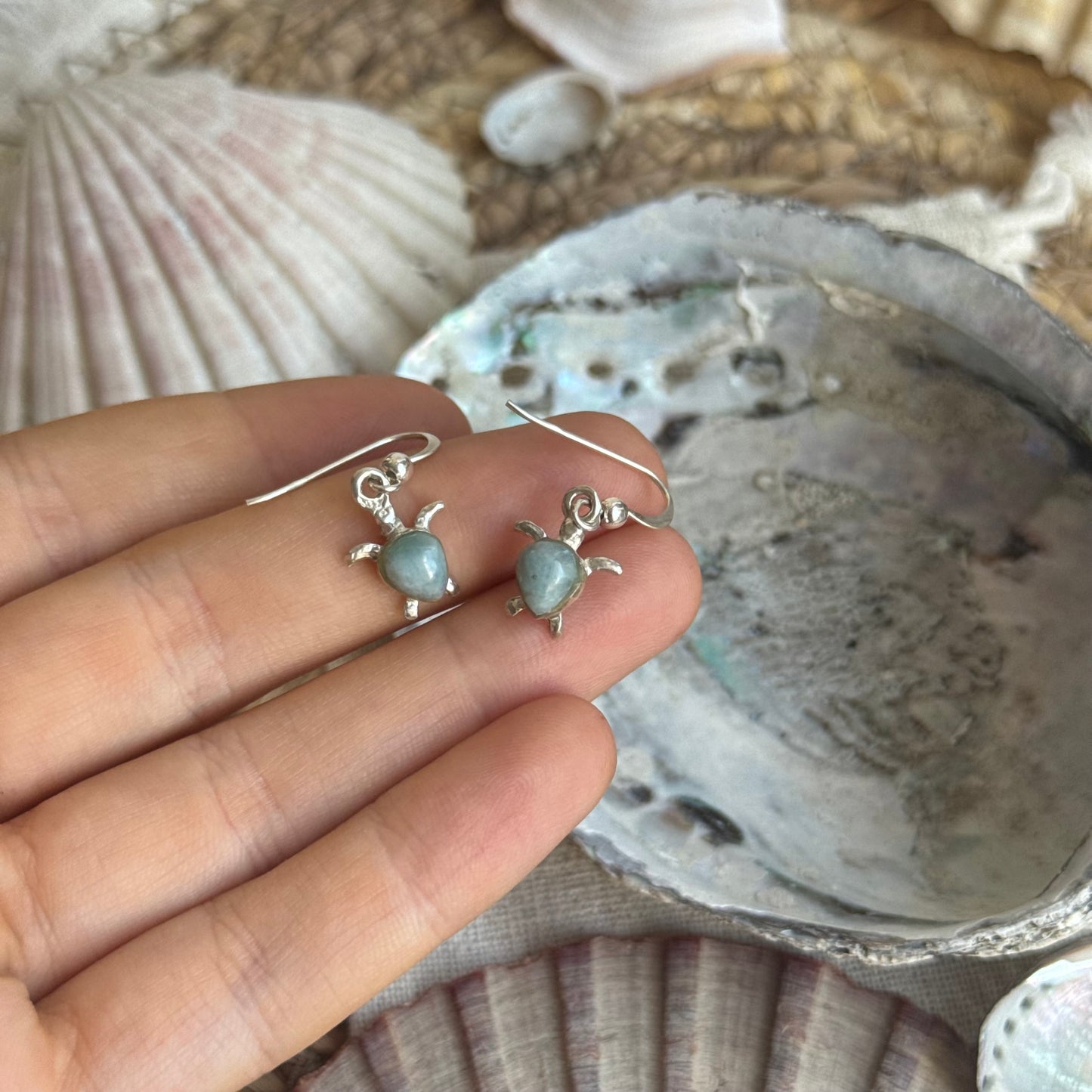 Larimar Schildkröten Ohrringe ~ BR40