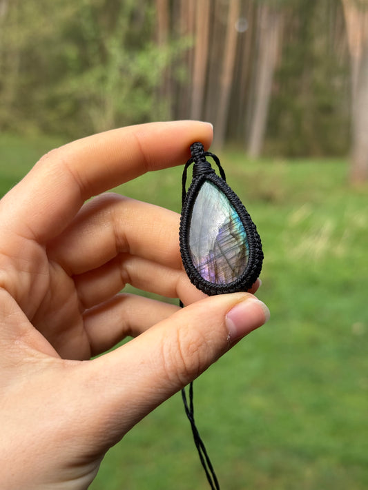 Labradorit Makramee Kette ~ 35f