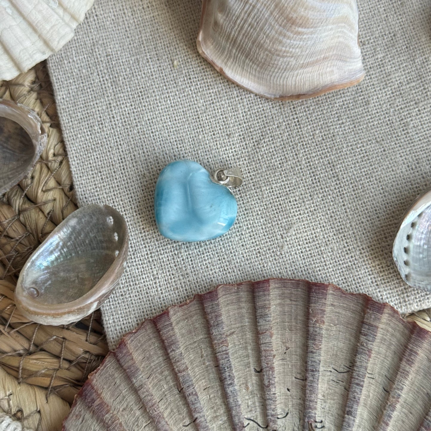 Larimar Herz Anhänger 925 silber ~ HO65