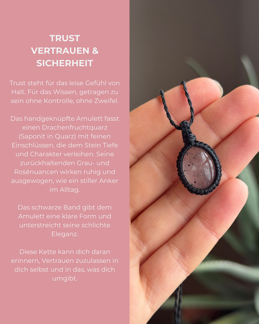 Drachenfruchtquarz Makramee Kette ~ TRUST