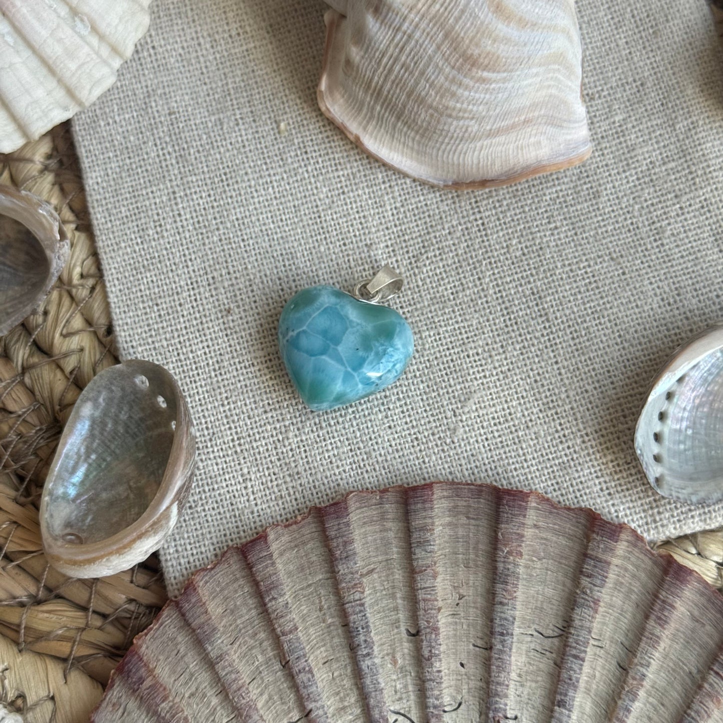 Larimar Herz Anhänger 925 silber ~ HM60