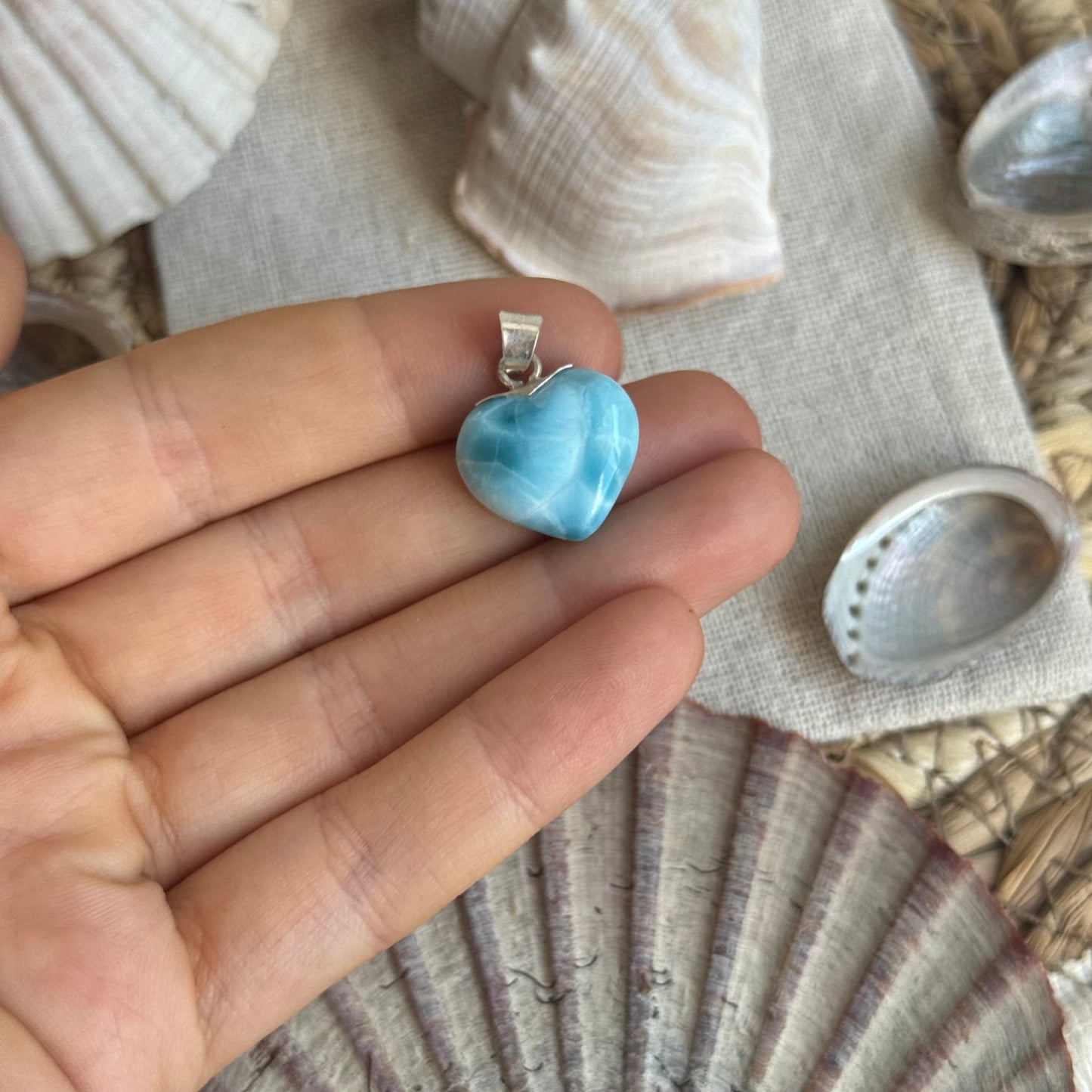 Larimar Herz Anhänger 925 silber ~ HK45