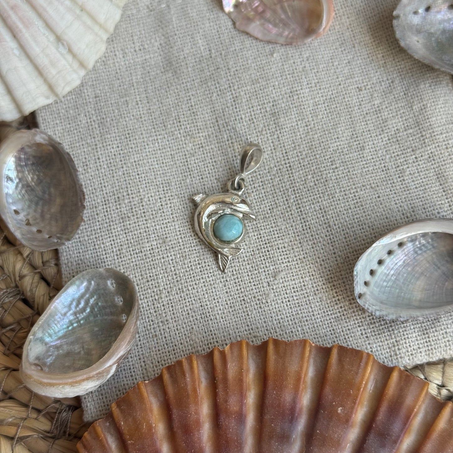 Larimar Delfin Anhänger 925 silber ~ HY50