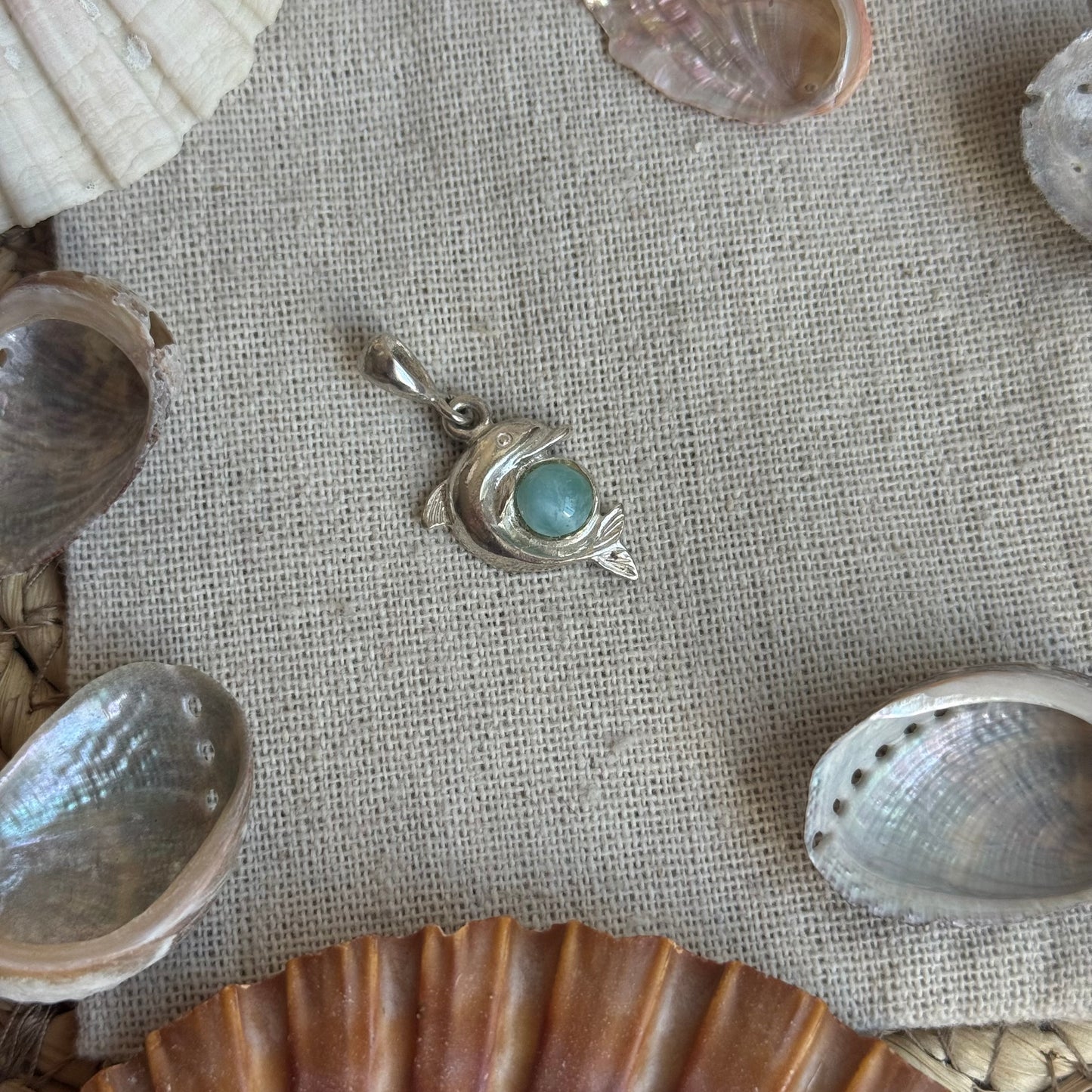 Larimar Delfin Anhänger 925 silber ~ BY50