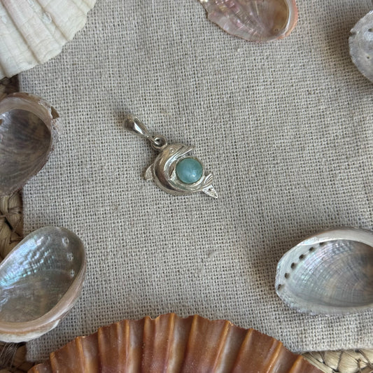 Larimar Delfin Anhänger 925 silber ~ BY50