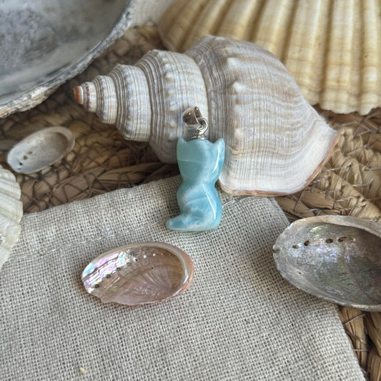 Larimar Katze  Anhänger 925 silber ~ BW60 bware