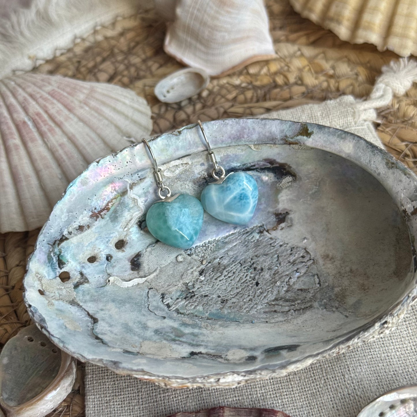 Larimar Herz Ohrringe ~ BP111