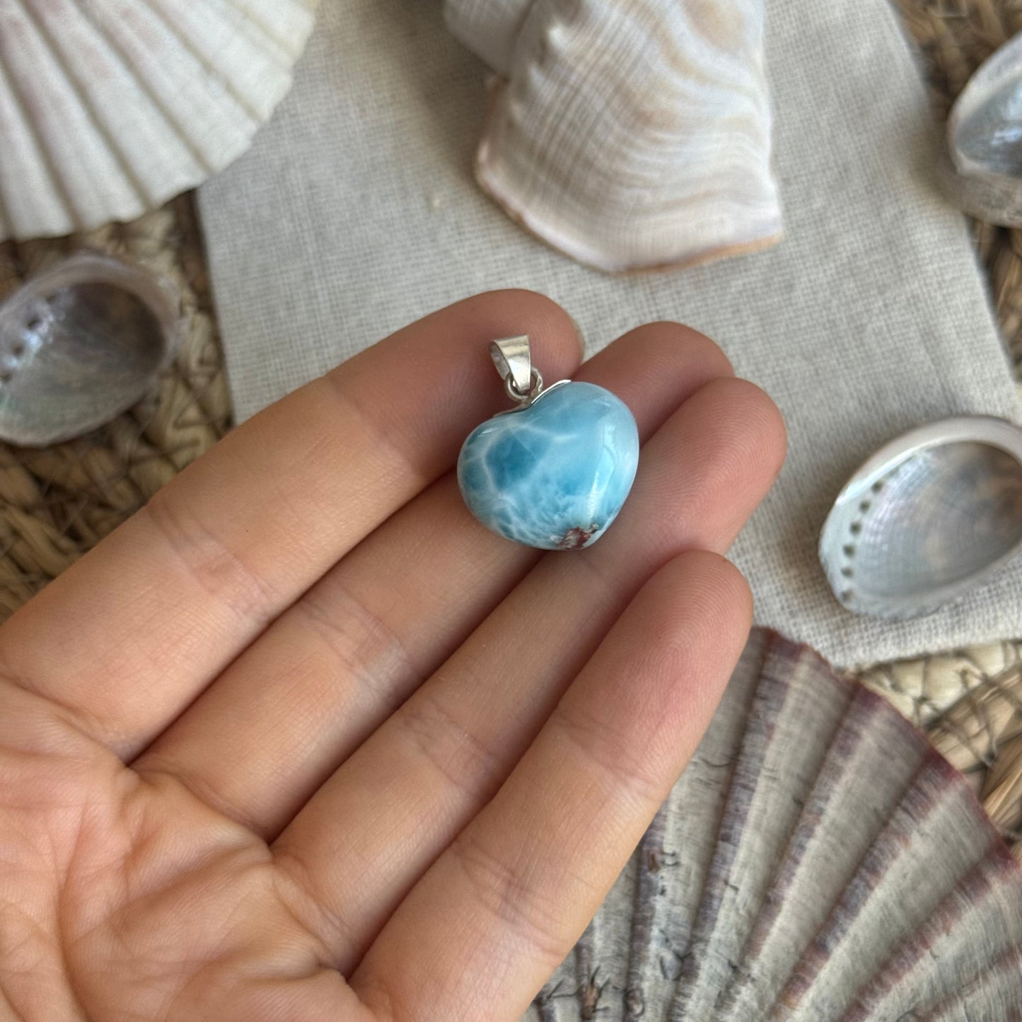 Larimar Herz Anhänger 925 silber ~ HR65