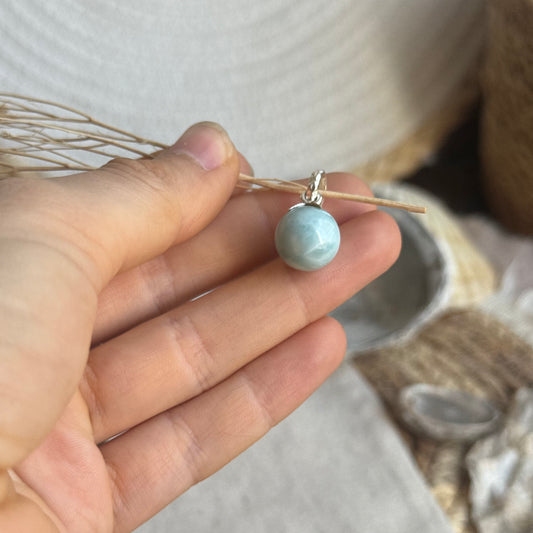 Larimar Kugel Anhänger 925 silber ~ VY45