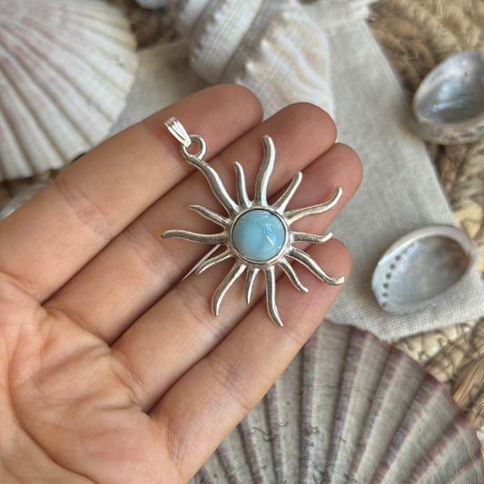 Larimar Sonne Anhänger 925 silber ~ HV95 bware