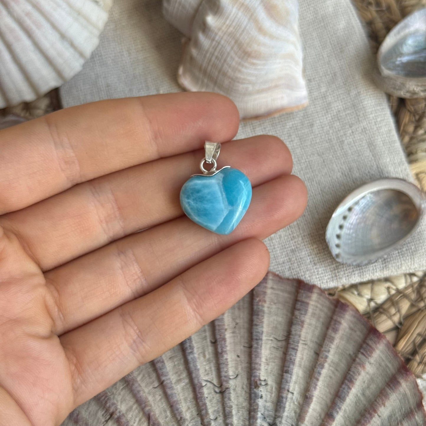 Larimar Herz Anhänger 925 silber ~ HK45