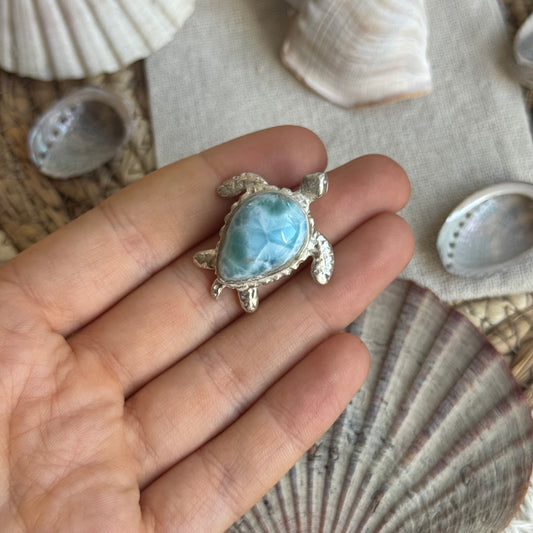 Larimar Schildkröte Anhänger 925 silber ~ BL115