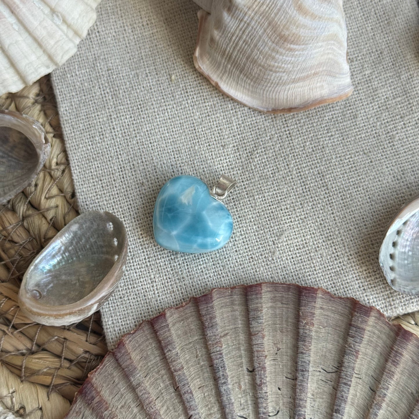 Larimar Herz Anhänger 925 silber ~ HO65