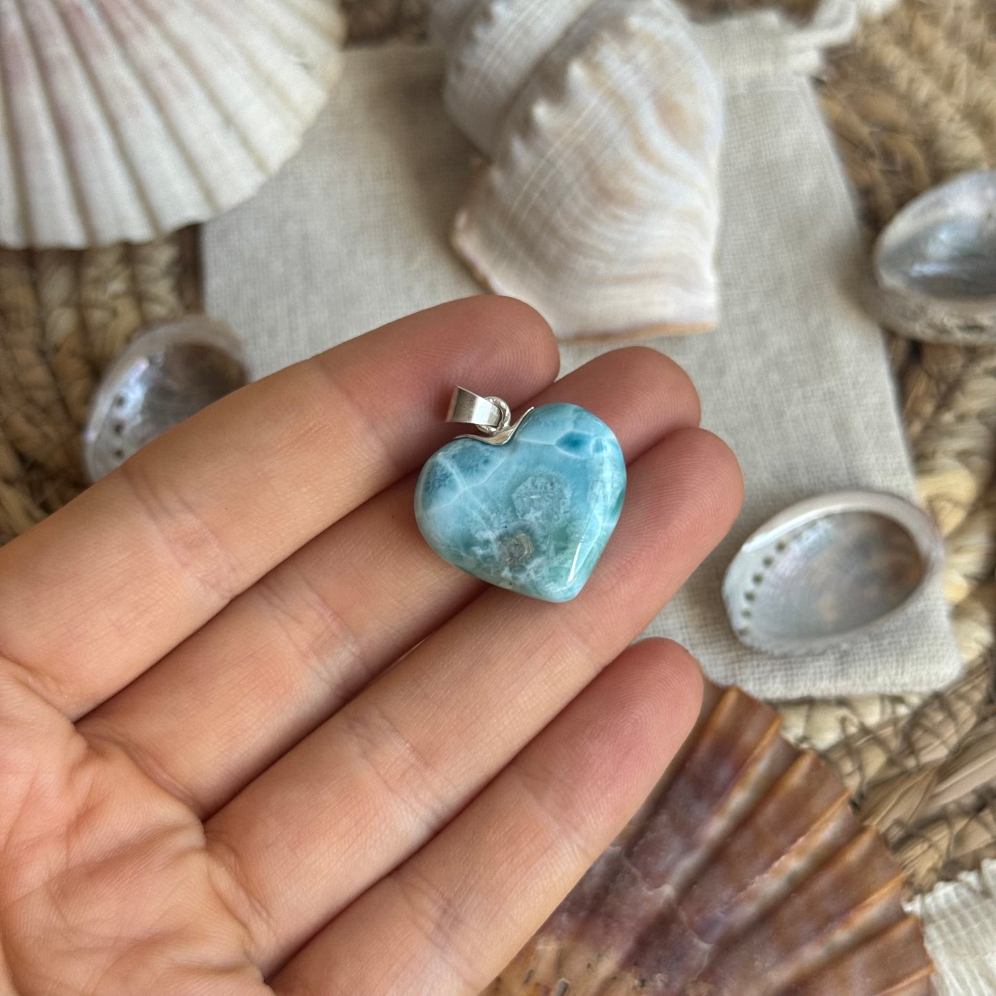 Larimar Herz Anhänger 925 silber ~ HB64