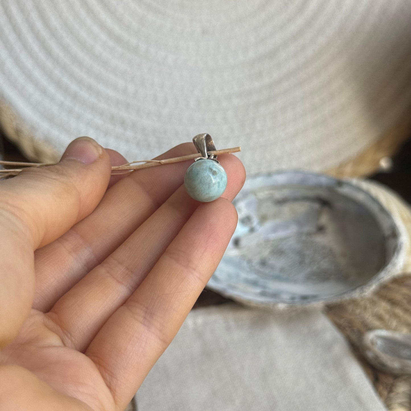 Larimar Kugel Anhänger 925 silber ~ VU39