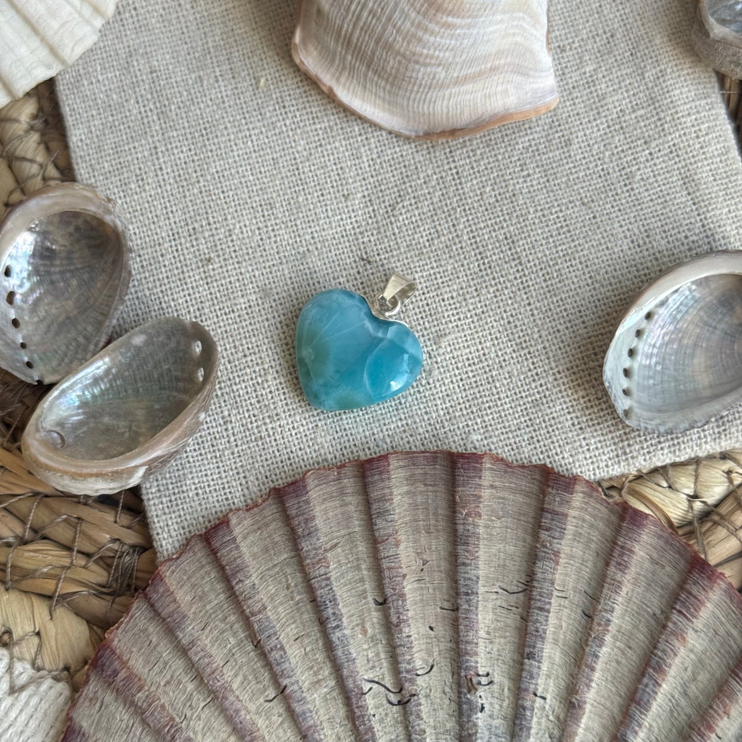 Larimar Herz Anhänger 925 silber ~ HG45