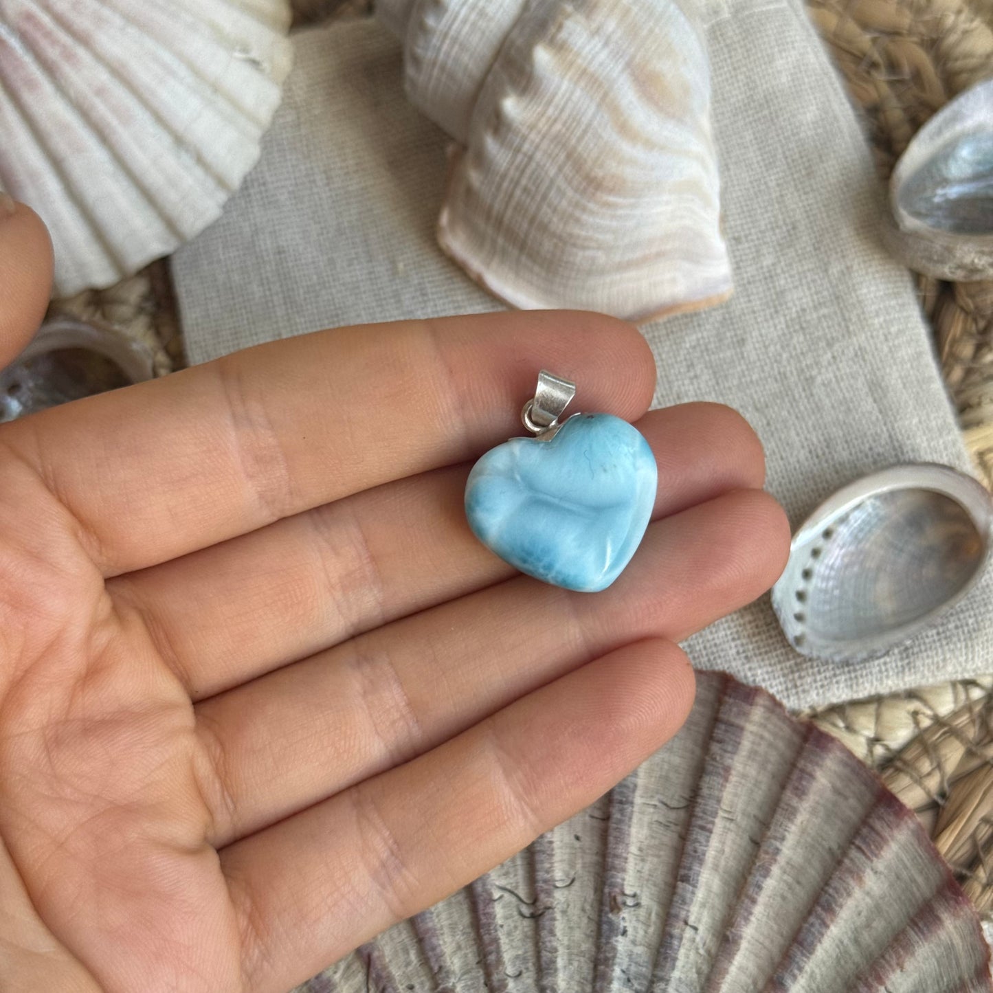 Larimar Herz Anhänger 925 silber ~ HO65