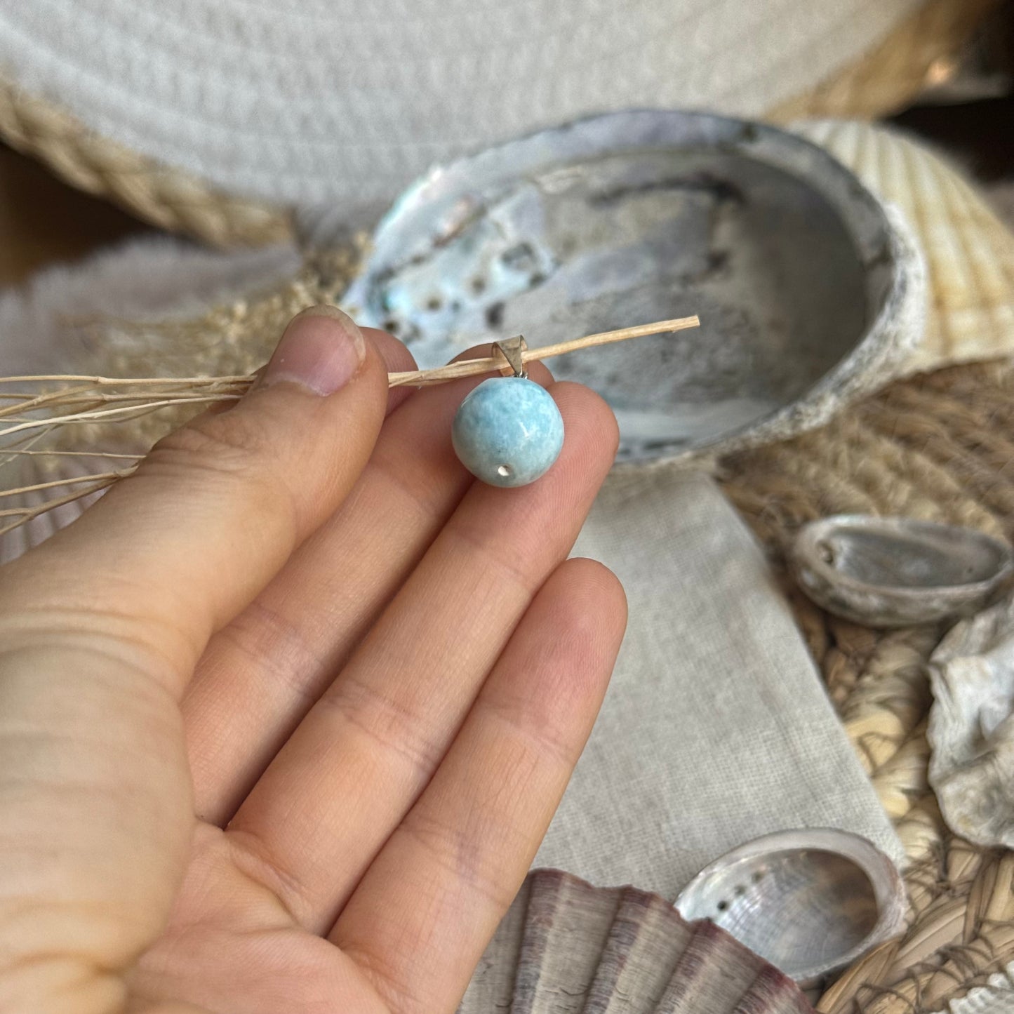 Larimar Kugel Anhänger 925 silber ~ VP39