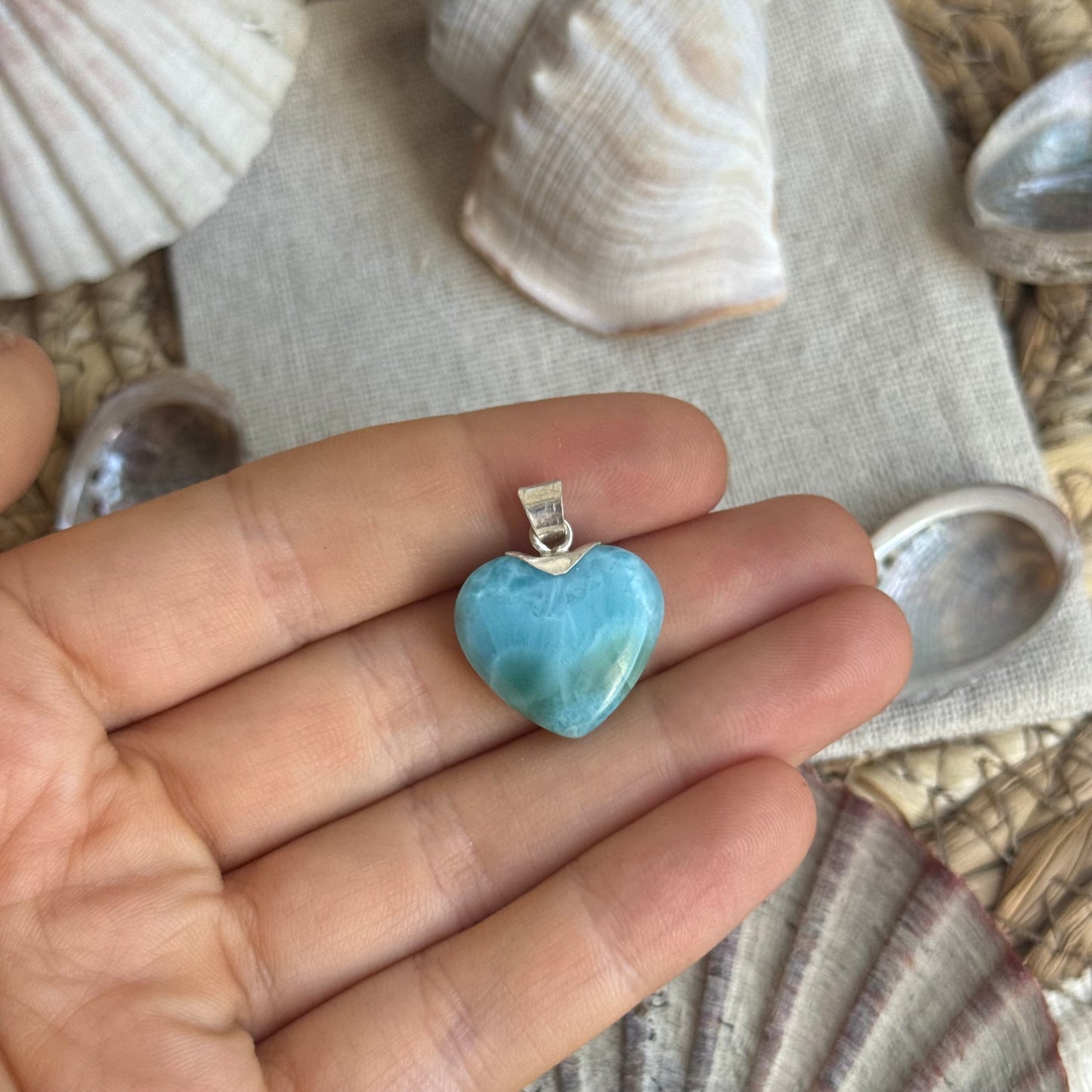 Larimar Herz Anhänger 925 silber ~ HG45