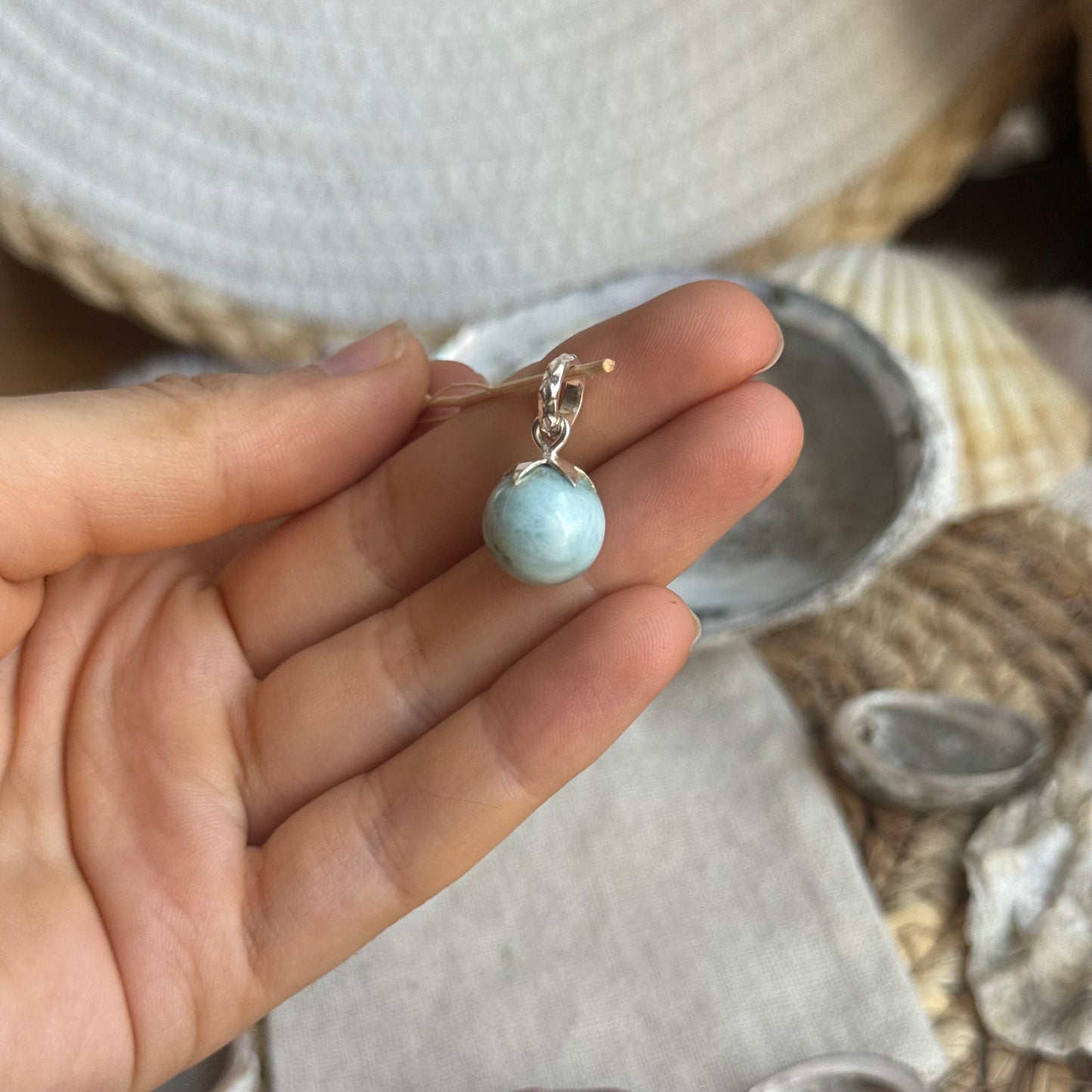 Larimar Kugel Anhänger 925 silber ~ VY45