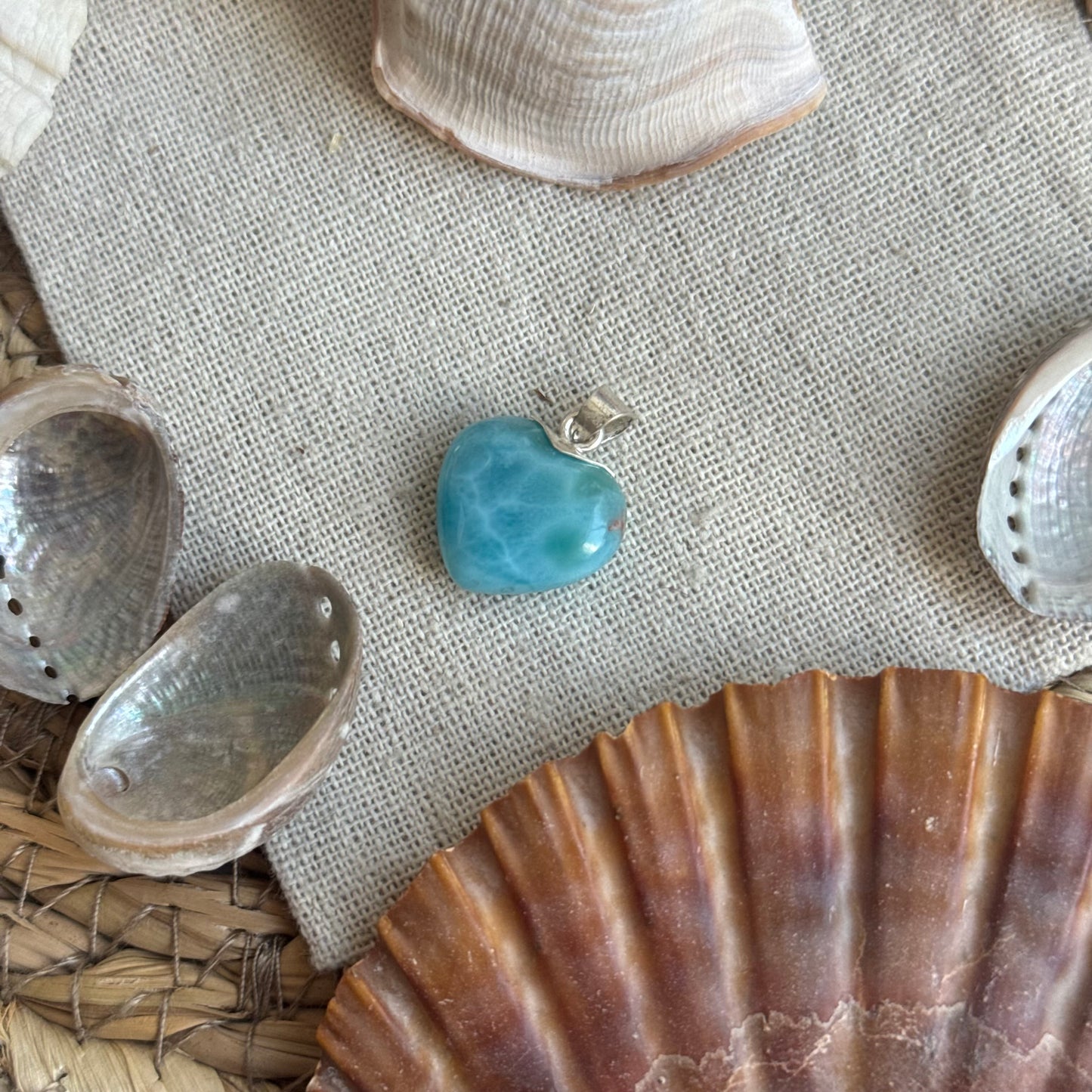 Larimar Herz Anhänger 925 silber ~ HD41