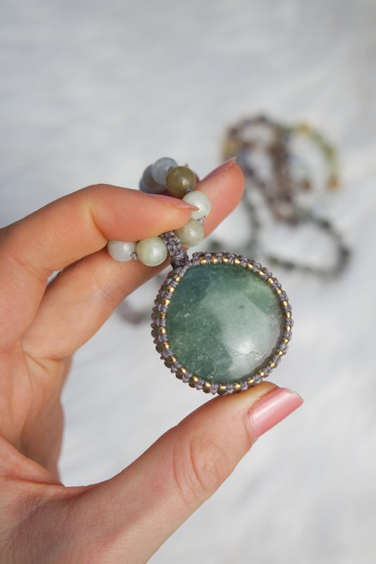 Labradorit, Achat & Aquamarin Mala Kette 108 Perlen