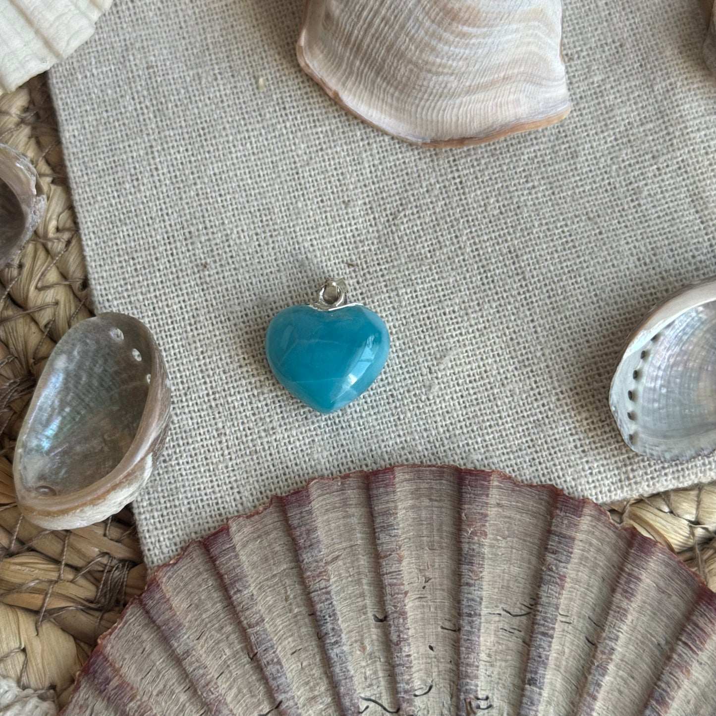 Larimar Herz Anhänger 925 silber ~ HL50
