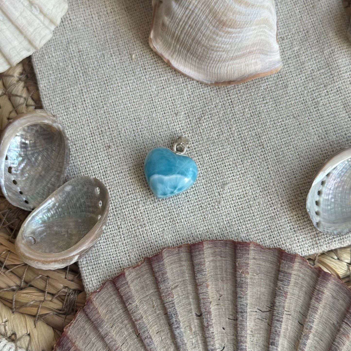 Larimar Herz Anhänger 925 silber ~ Hi45