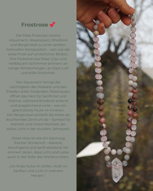 Aquamarin , rosenquarz, Rhodonit, Rosenquarz Mala Kette 108 Perlen