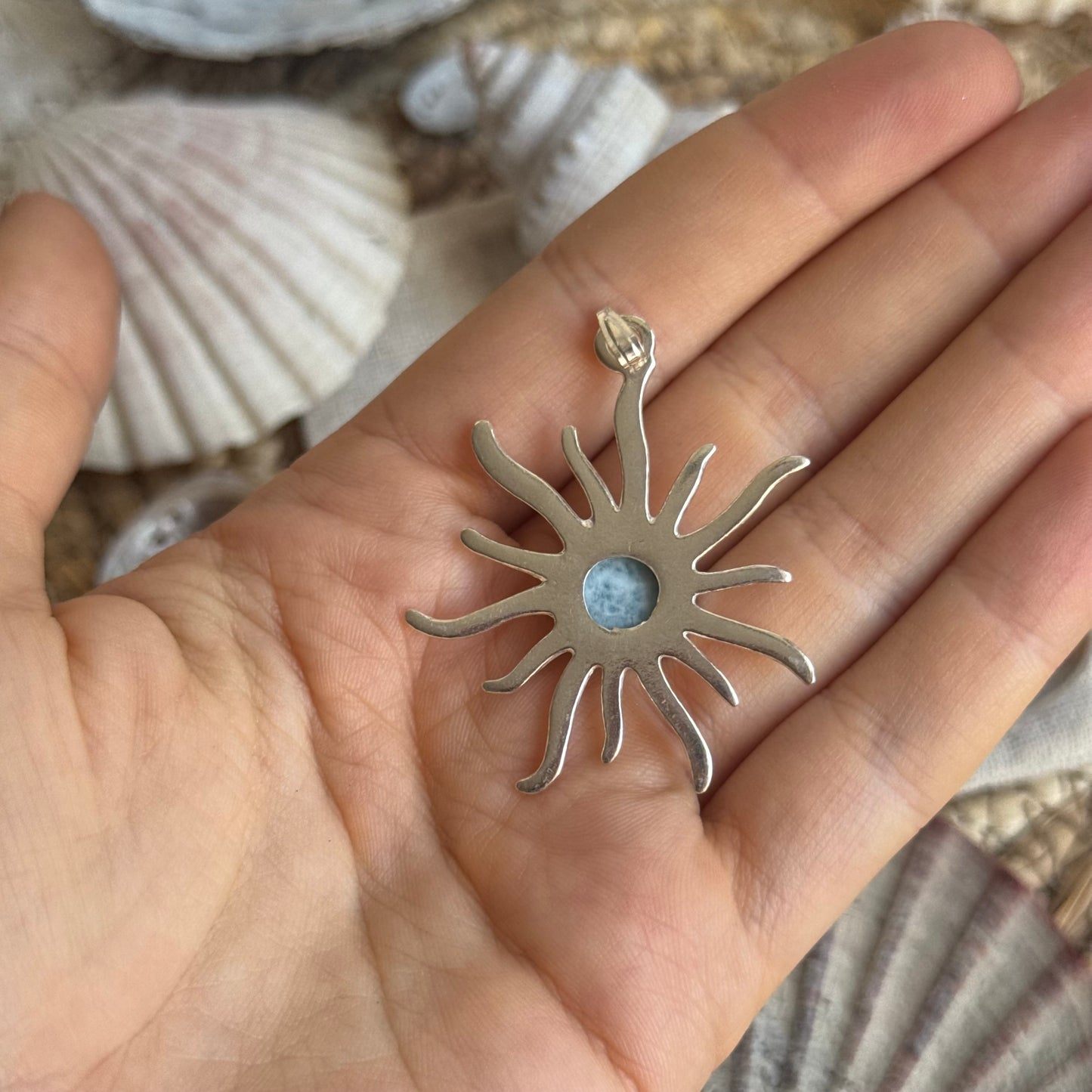 Larimar Sonne Anhänger 925 silber ~ HV95 bware