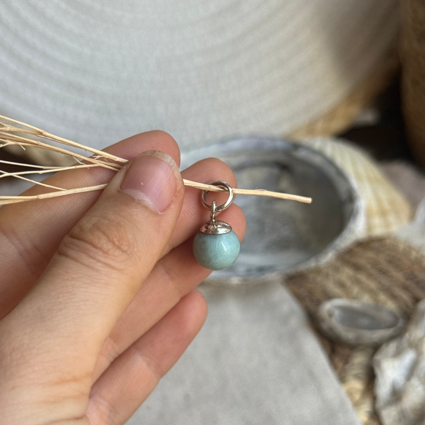 Larimar Kugel Anhänger 925 silber ~ VW42