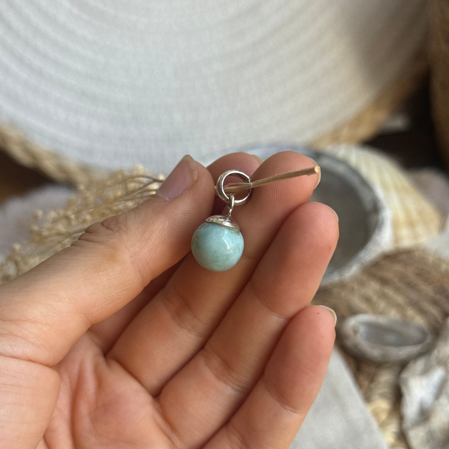 Larimar Kugel Anhänger 925 silber ~ VW42
