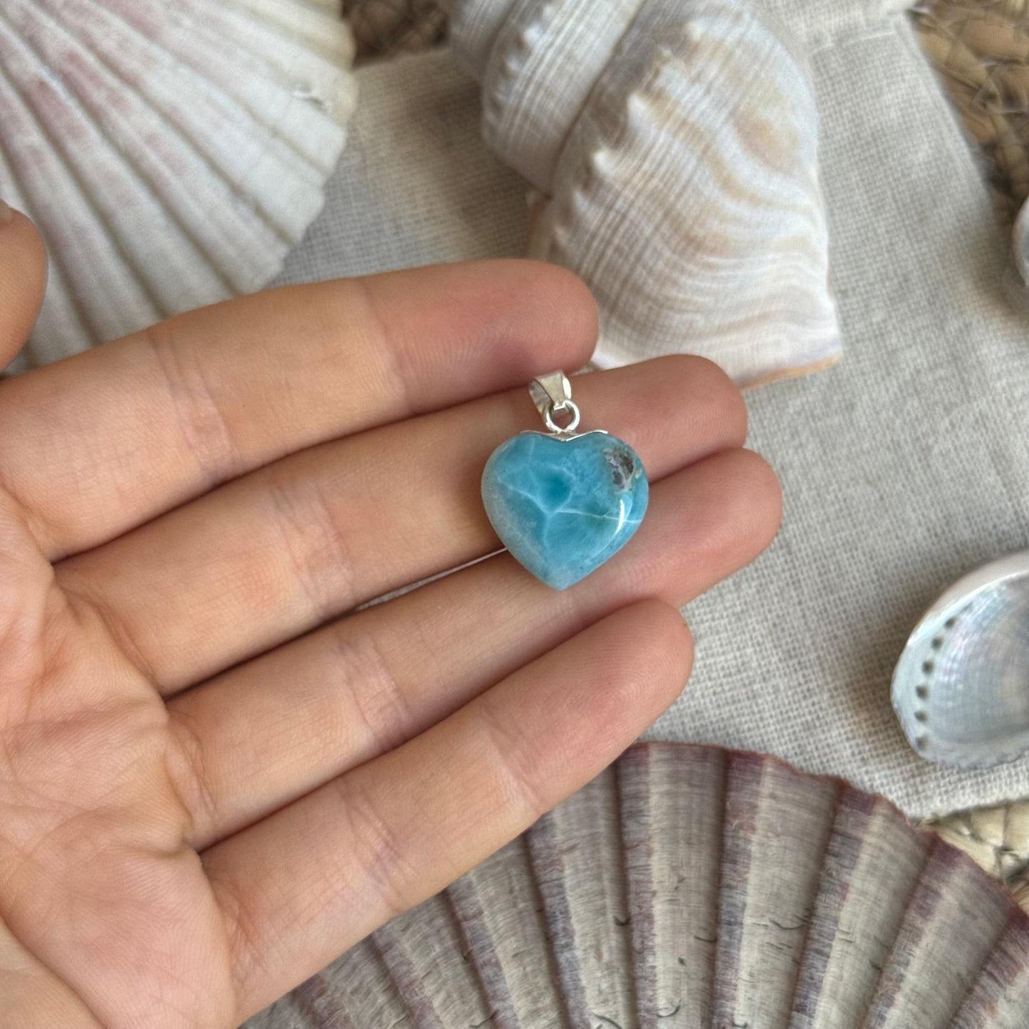 Larimar Herz Anhänger 925 silber ~ HQ40